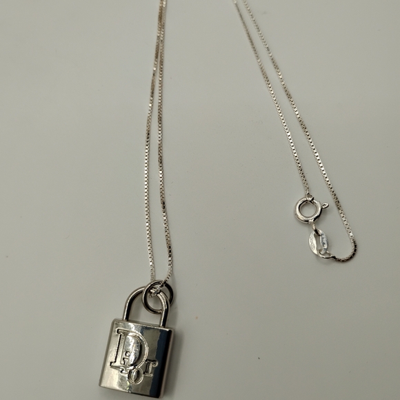 Dior Silver Padlock Pendant Necklace *Authentic* - Picture 2 of 7